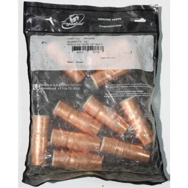 10 NEW TREGASKISS 401-6-62 MIG WELDING NOZZLE 
