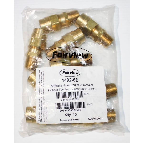 10 NEW 1492-6D FAIRVIEW AIR BRAKE HOSE COUPLER ASSEMBLY
