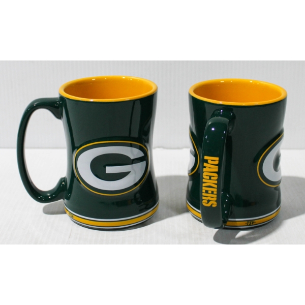 2 NEW NFL GREEN BAY PACKERS COFFEE MUGS