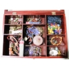 Image 2 : WOODEN WALL DISPLAY CURIO CABINET W/ JEWELRY ETC.