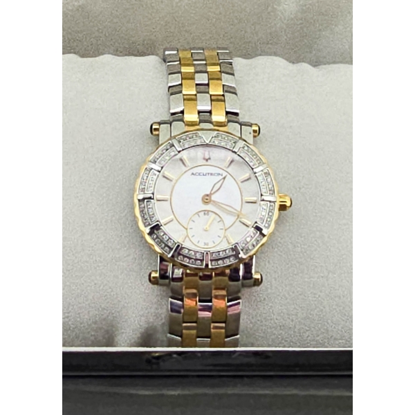 ACCUTRON LADIES DIAMOND ENCRUSTED 2 TONE WATCH