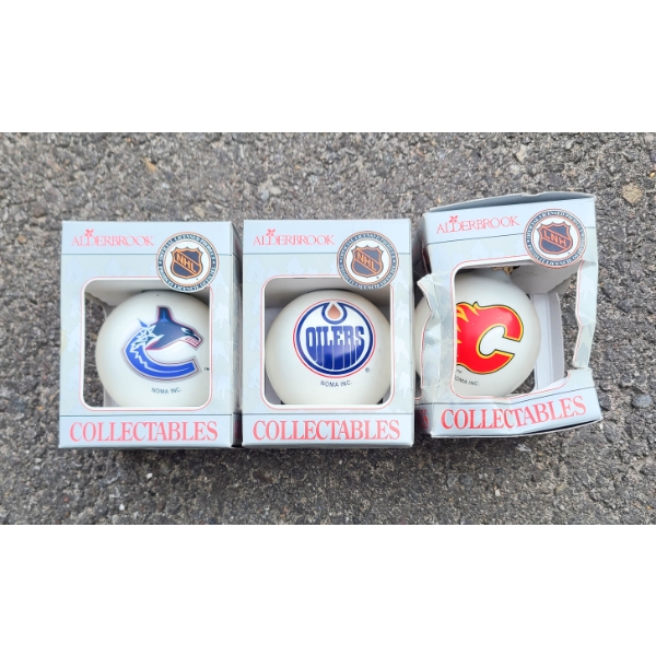 3 NHL ALDERBROOK CHRISTMAS ORNAMENTS 