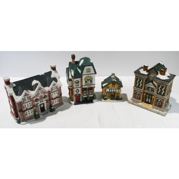 4 CHRISTMAS VILLAGE HOTEL POLICE STATION ETC. LIGHT READY