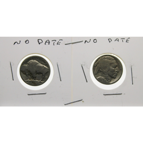TWO "NO DATE" INDIAN HEAD USA 5 CENT COINS