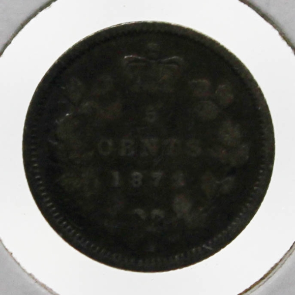 1872H VICTORIAN CANADA SILVER 5 CENT COIN