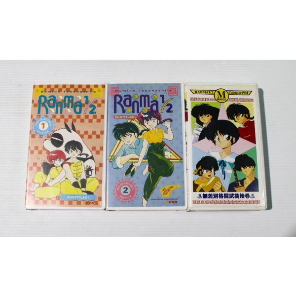 3 RANMA 1/2 VHS - THE COLLECTOR'S ED. 1 & 2 & MUSIC CAL. 1994