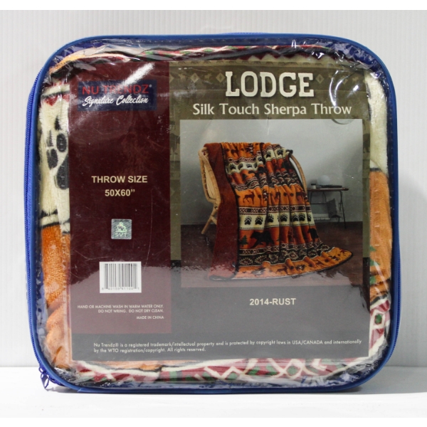 NU TRENDZ LODGE SILK TOUCH SHERPA THROW 