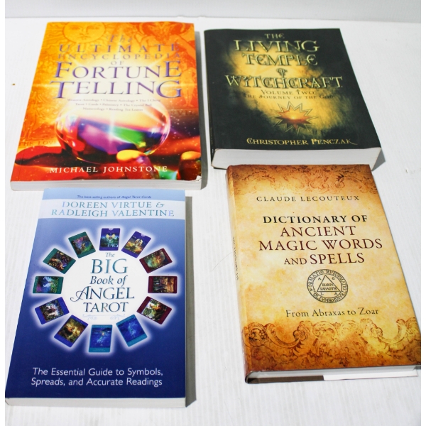 4 TAROT CARD BOOKS - ANCIENT MAGIC WORDS ETC.