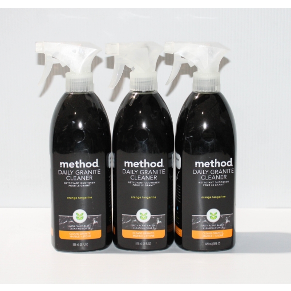 3 X 828ML NEW METHOD GRANITE SPRAY CLEANER - ORANGE TANGERINE