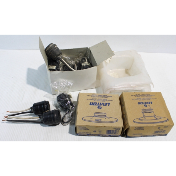 NEW ASSORTED ELETRICAL SUPPLIES PIG TAILS, PULLCHAIN LIGHT HOLDER ETC