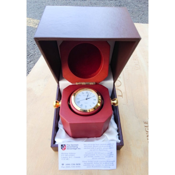 HAAS & SOHNE 24KT HARD GOLD PLATE MARITIME TABLE CLOCK