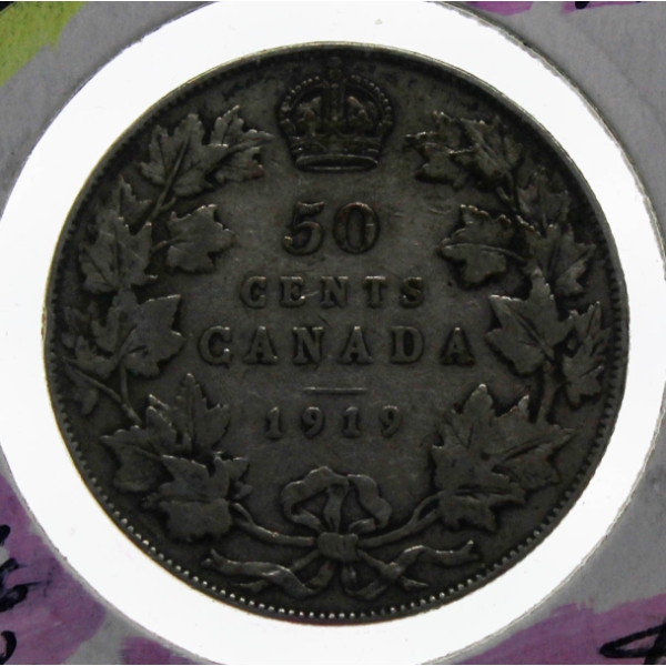 1919 SILVER CANADIAN 50 CENT COIN