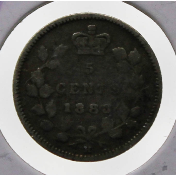 1883H VICTORIAN CANADA SILVER 5 CENT COIN
