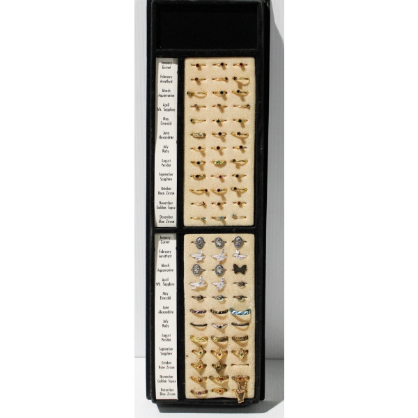 NEW RINGS W/ DISPLAY VINT. COSTUME JEWELRY - BIRTHSTONE ETC.