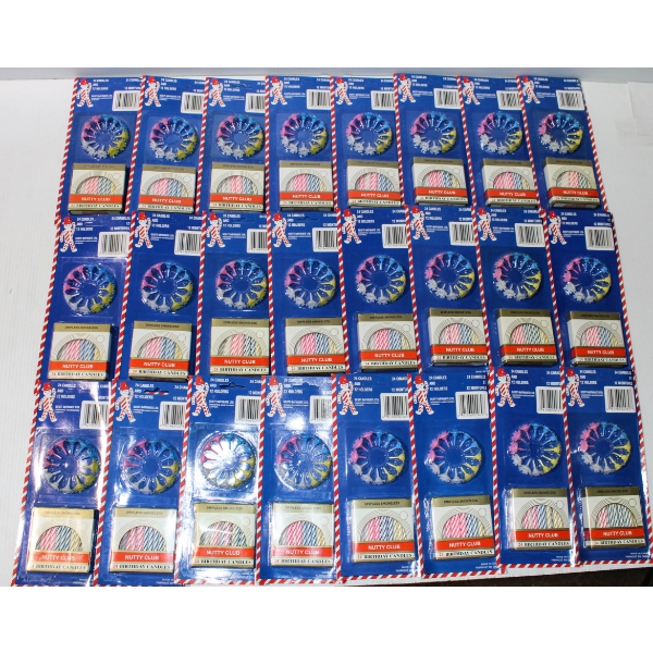 24 X 24 NUTTY CLUB BIRTHDAY PARTY CANDLES W/ HOLDERS
