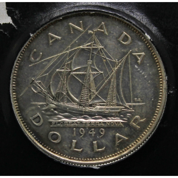 1949 SAILING SHIP SILVER CANADA DOLLAR