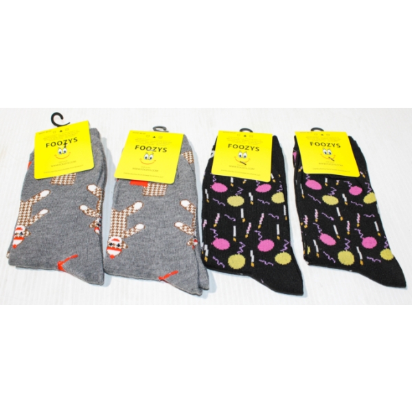 4 PR FOOZYS SOCKS PEACE SIGN CATS & BIRTHDAY