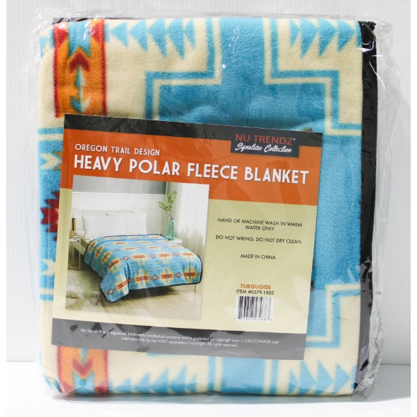 NEW OREGON TRAIL NU TRENDZ POLAR FLEECE BLANKET - TURQUOISE