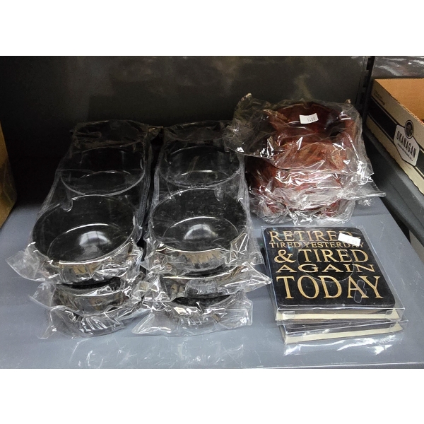 ASSORT. ASHTRAYS AND 2 COASTERS