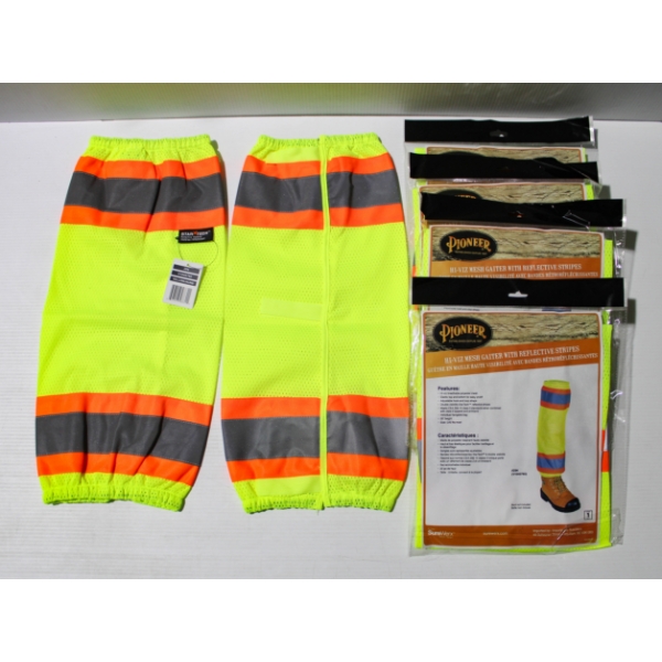 5 PR NEW PIONEER HI-VIZ MESH GAITER W/ REFLECTIVE STRIPES