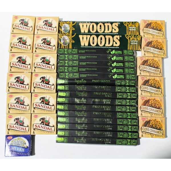 35 BXS ASST. INCENSE STICKS & CONES - CLOVE CINNAMON ETC.