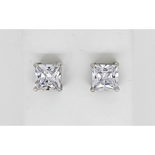 .925 SILVER CUBIC ZIRCONIA EARRINGS 8MM PER
