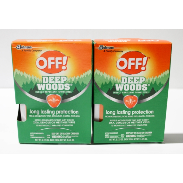  2 X 12 OFF DEEP WOODS INSECT REPELLENT TOWELETTES