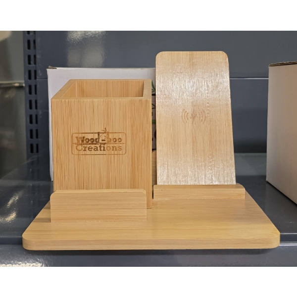 WOOD-BOO CREATIONS WOODEN PHONE WIRELESS CHARGING REST