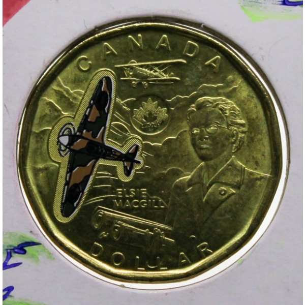 2022 ELSIE MACGILL UNC. CANADIAN COLORED $1 COIN