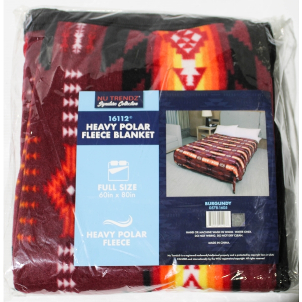 NEW NU TRENDZ POLAR FLEECE BLANKET - BURGUNDY