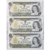 Image 1 : THREE 1973 SEQUENTIAL $1 CANADA BANK NOTES