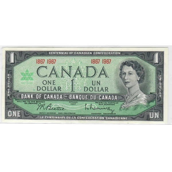 1967 CRISP/UNC CANADA CENTENNIAL $1 BANK NOTE