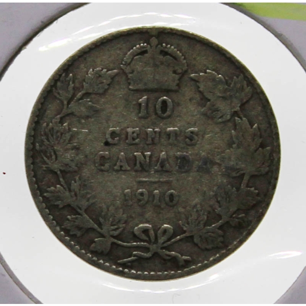 1910 CANADIAN SILVER 10 CENT COIN