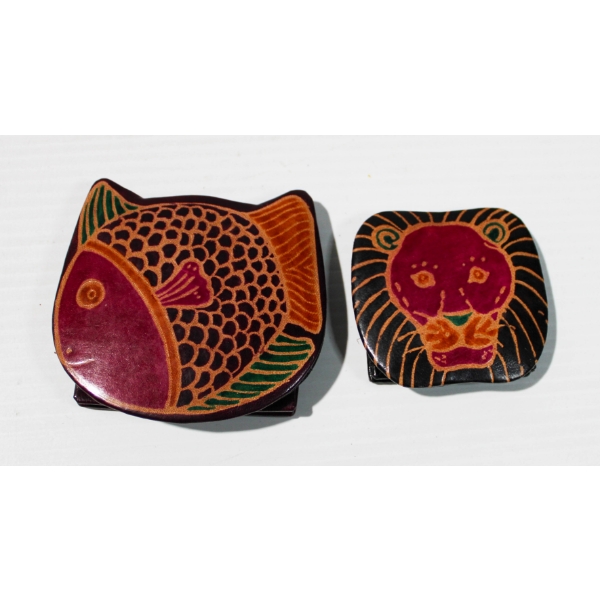 FISH & LION GENUINE GOAT LEATHER COIN HOLDERS 
