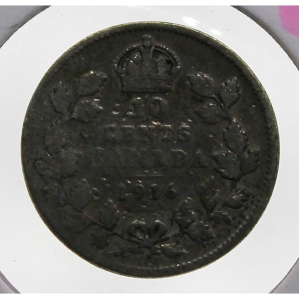 1916 CANADIAN SILVER 10 CENT COIN