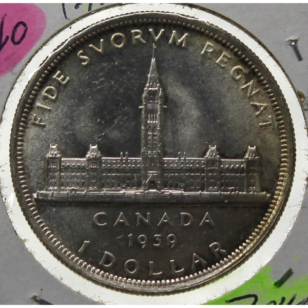 1939 CANADIAN PARLIAMENT SILVER DOLLAR