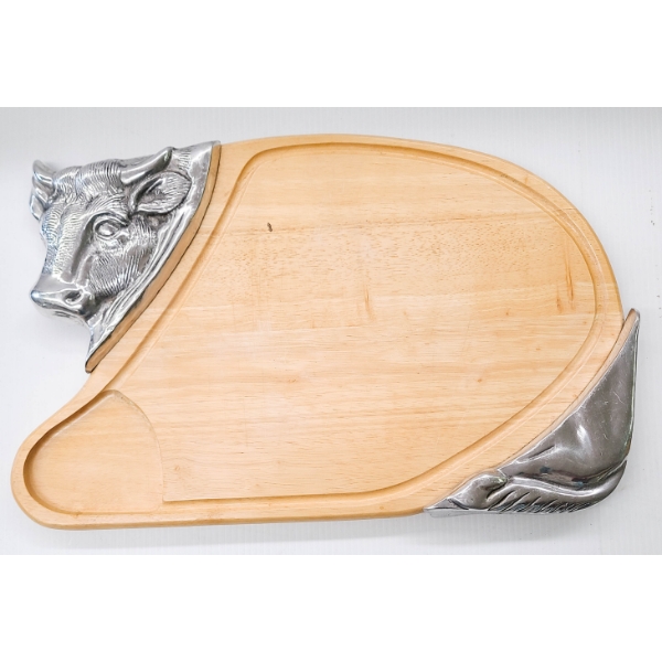 22" WOOD / METAL COW CUTTING BOARD