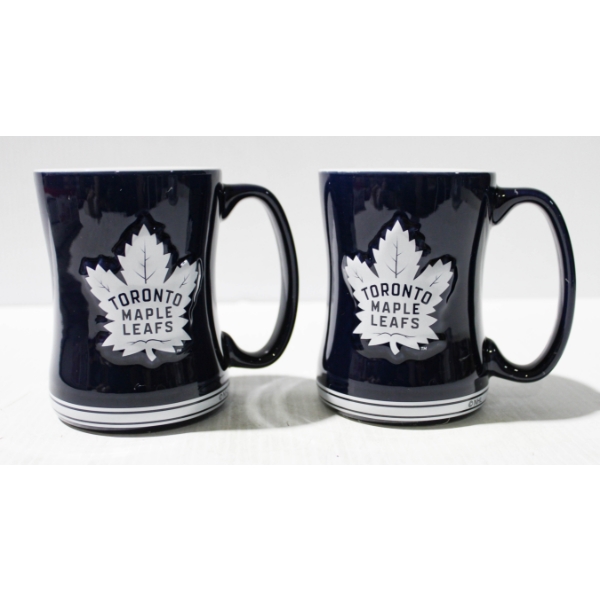 2 NEW NHL TORONTO MAPLE LEAFS SCULPTED SPORTS MUGS