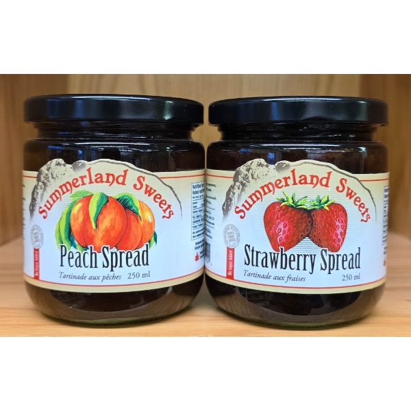 SUMMERLAND SWEETS STRAWBERRY SPREAD & PEACH SPREAD