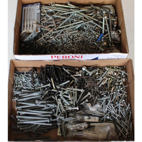 TWO FLATS OF ASSORT. HARDWARE