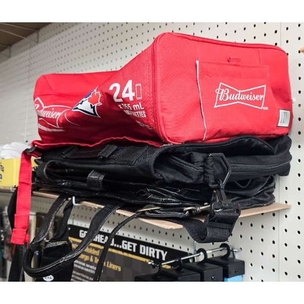 BUDWEISER SOFT SHELL COOLER & 2 ASST CARRY BAGS