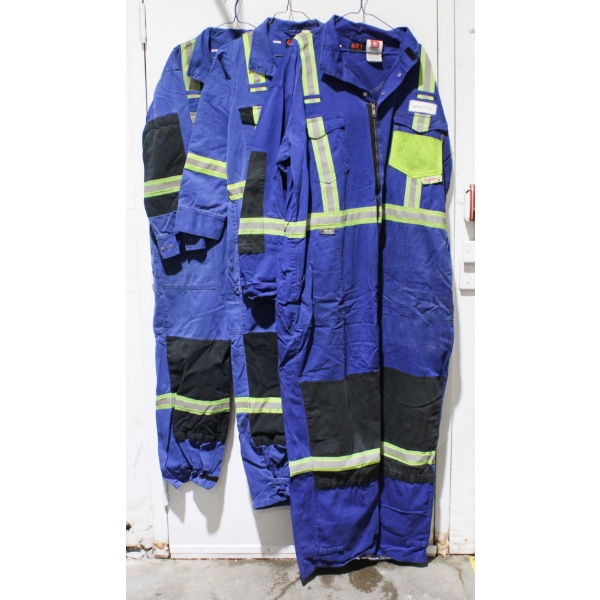 3 CLEANED USED FIRE RETARDANT COVERALLS 40R 48R 62T
