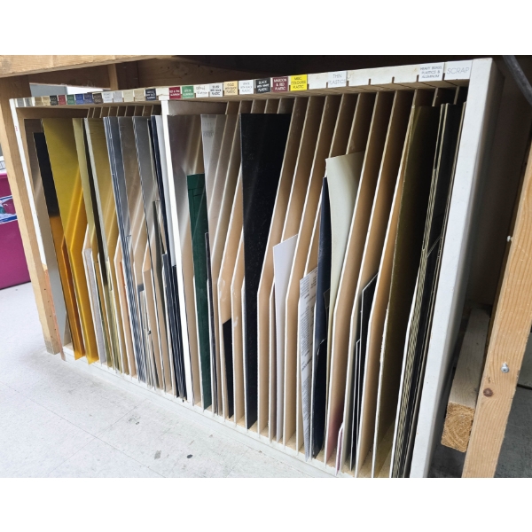 METAL AND PLASTIC SHEETING W/ 1FT X 2FT CABINET