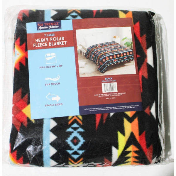 NEW NU TRENDZ 7 LAKES POLAR FLEECE BLANKET - BLK