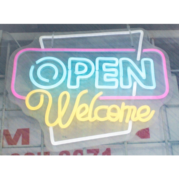 LIGHTED ADVERTIZING SIGN 27" X 30" AND LIGHTED OPEN SIGN