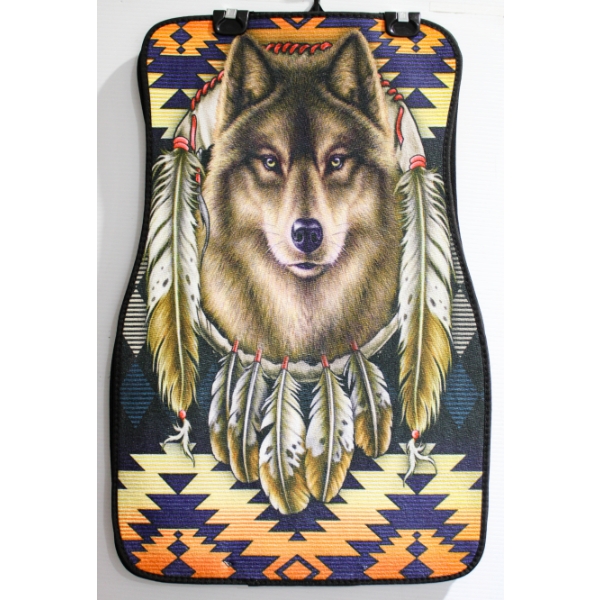 2PC NEW NU TRENDZ WOLF UNIVERSAL CAR FLOOR MATS