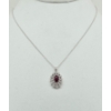 Image 1 : 10K WHITE GOLD 18" NECKLACE W/ RUBY & DIAMOND PENDANT