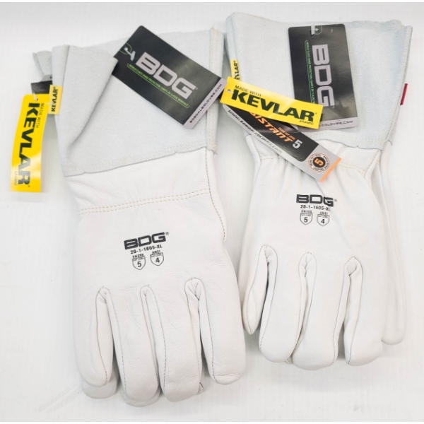 2 PR  BDG LEATHER LINED CUT IMPACT ARC WELDING GLOVES
