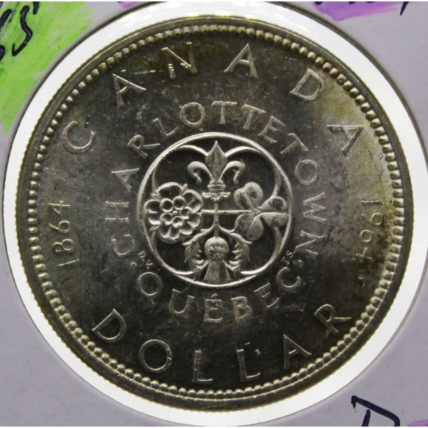 '64 CANADA SILVER CHARLOTTETOWN QUEBEC $1 COIN