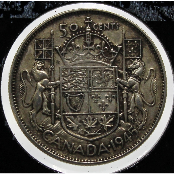 1945 CANADIAN SILVER 50 CENT COIN